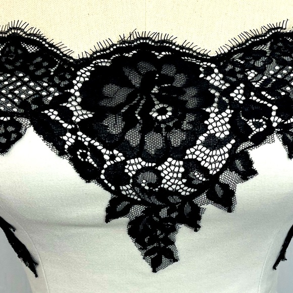 Robert Rodriguez Strapless Pleated Silk-Satin Mini Dress w/ Black Lace  - Size 0 - Picture 8 of 16